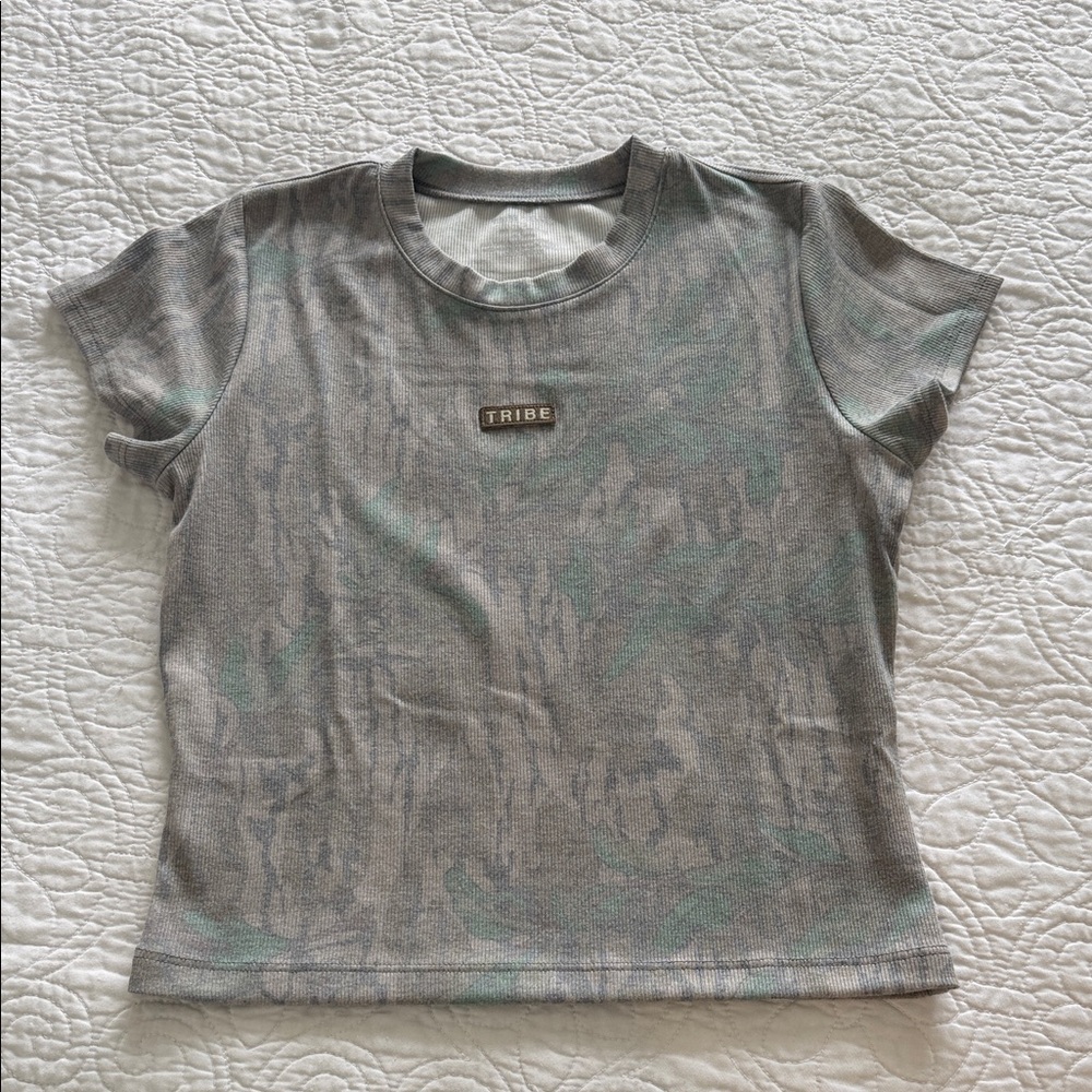 Tribe Kelley Green Leaf Camo Short Sleeve Crop Tee